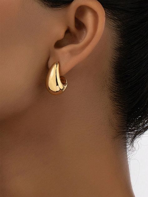 2pcs Fashionable Minimalist Geometric Teardrop Earrings | SHEIN USA Simple Gold Earrings, Droplet Earrings, Hoop Charms, Anthropologie Jewelry, Watches Women Fashion, Simple Earrings, Water Drops, Ear Studs, Minimalist Jewelry