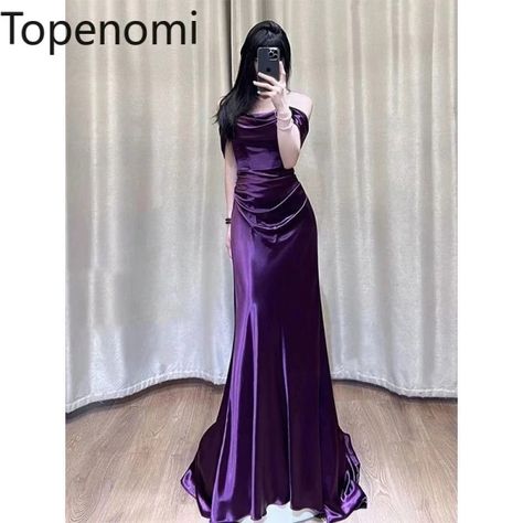 Just found this amazing item on AliExpress. Check it out! C$98.33 | Topenomi Purple Satin Wedding Engagement Dress Birdal Luxury One Shoulder Waist Slim Mermaid Evening Gown Night Party Dresses Purple Satin Prom Dress, Extra Heels, Prom Dress Pictures, Dark Red Dresses, Red Dresses Classy, Satin Evening Dresses, Long Evening Dress, Light Blue Dresses, Ball Gowns Evening