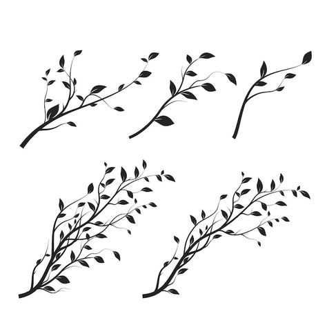 Tree Branch Tattoo Design, Birch Tree Silhouette, Tree Branch Tattoos For Women, Tree Branches Drawing, Branch Tattoo Design, Branches Drawing, Branches Tattoo, Tattoo Landscape, Tree Branch Ornaments