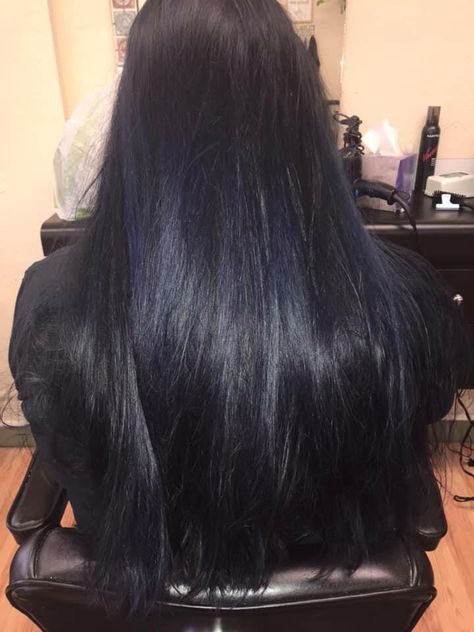 Dark Brown Blue Hair, Black Navy Hair, Black Blue Hair Color Dark, Dark Blue Black Hair Color, Black Dark Blue Hair, Navy Blue Balayage, Dark Dark Blue Hair, Navy Blue Black Hair, Navy Black Hair