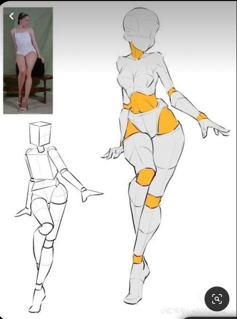 Block Pose Reference, Block Body Drawing, Human Shape Drawing, Female Drawn Poses, Human Anatomy Reference Models, Art Fundamentals, Fairy Body Reference Drawing, Female Bending Over Pose, Anime Body Proportions Female