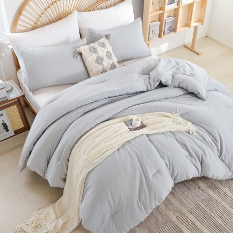 PRICES MAY VARY. 【Simple Yet Classy】Our solid color light grey comforter set is available in multiple hues, this taupe queen bed comforter set adds a unique and stylish touch to your decor and pairs well with various color palettes of your bedroom accessories. 【Skin-friendly Material】The modern comforter features tightly woven and double soft microfiber contributing to a silky soft feel, lightweight, and breathable. This bedding set's soft-to-touch fabric adds to overall comfort and will help yo Bed Sets Amazon, Cute Bed Covers For Teens, Cute Bed Sets For Teens, Bed Set Queen, Xl Twin Bedding, Comforter Sets Ideas, Queen Bedding Sets For Women, Cute Bed Comforters, Full Bed Ideas