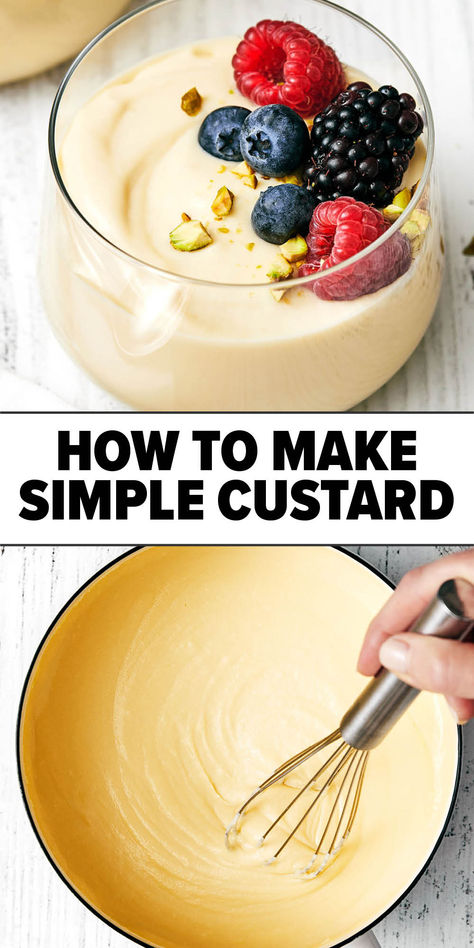 Custard recipe Desserts With Heavy Cream Easy, Homemade Custard Pudding, Custard For Tarts, Vanilla Cream Cheese Custard, Best Vanilla Custard Recipe, Crepe Custard Filling, Easy Christmas Recipes Dinner Sides, Custard Dessert Ideas, White Chocolate Custard