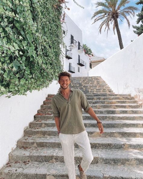 Best & Trendy Travel Outfit Ideas For Summer 2023 | Summer Travel Outfits Mens Vacation Outfits, European Mens Fashion, Strand Outfit, Europe Summer Outfits, Vacation Outfits Men, Greece Outfit, Guy Fits, European Men, Mens Summer Outfits