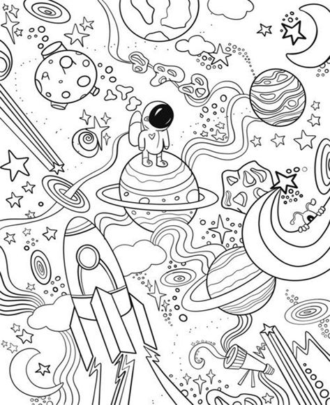 TULAMAMA PRINTS Planet Coloring Pages, Space Doodles, Space Coloring Pages, Spiderman Coloring, Adult Coloring Books Printables, Abstract Coloring Pages, Adult Coloring Designs, Detailed Coloring Pages, Dinosaur Coloring Pages