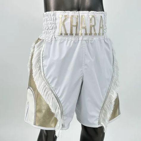 Balraj | Gallery | Custom Boxing Shorts & Trunks | Boxxerworld Boxing Outfits, Boxing Trunks, Boxing Clothes, Boxing Gear, Boxing Shorts, White Tassel, Boxing Gloves, Kickboxing, Sport Shorts