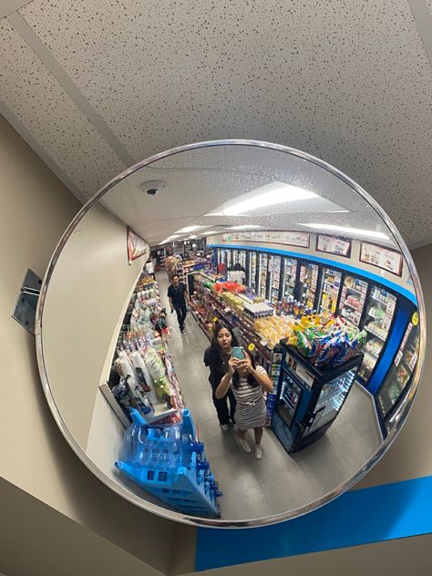 Pic fish eye photo store convenience snacks mirror picture friends gas station photo inspo idea pics aesthetic Fisheye Mirror, Fish Eye Mirror, Bubble Mirror, Eye Mirror, Store Mirror, Eye Pictures, Reference Pics, Fish Eye, Hanger Rack