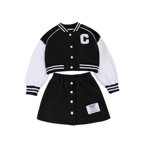 Letter Jacket, Black China, Cute Dress Outfits, Kids Baseball, Girls Clothing Sets, Golf Outfit, Cute Dresses