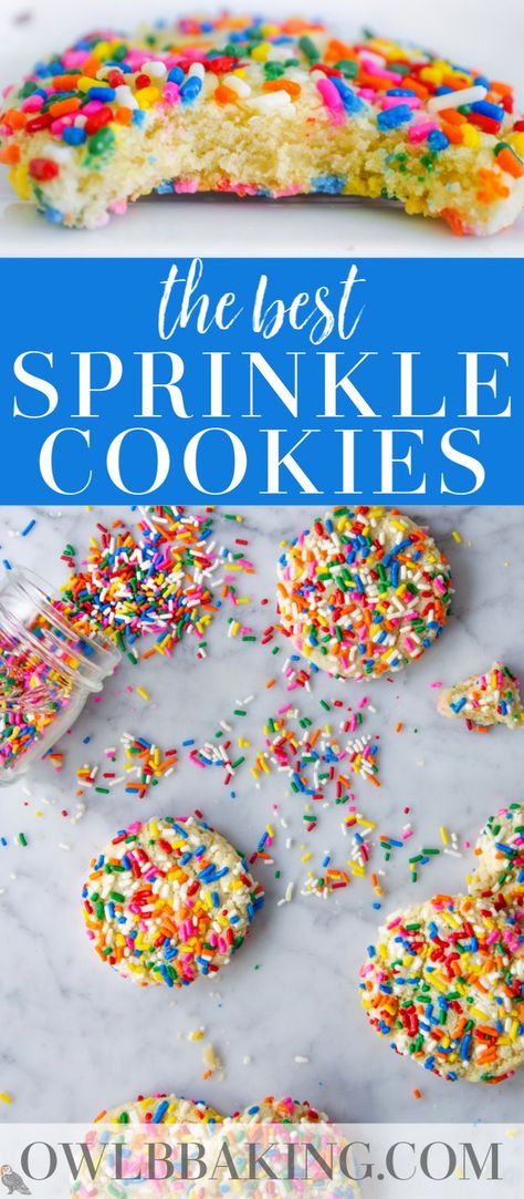 Cookie Recipes With Sprinkles, Soft Sprinkle Cookies, Sprinkles Cookies Recipe, Sugar Cookie Recipe Sprinkles, Dessert With Sprinkles, Sugar Cookie Sprinkles, Sugar Cookie Recipe With Sprinkles, Sprinkle Sugar Cookie Recipe, Recipes With Sprinkles