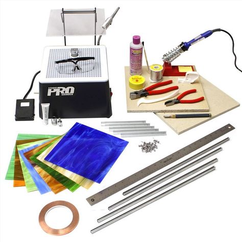 Delphi Glass Ultimate Stained Glass Start-Up | Includes Colorful Stained Glass, Glass Grinder, Tools and Supplies Stained Glass Kits, Delphi Glass, Diy Staining, Stained Glass Studio, Stained Glass Supplies, Glass Dinnerware, Making Stained Glass, Stained Glass Diy, Stained Glass Crafts