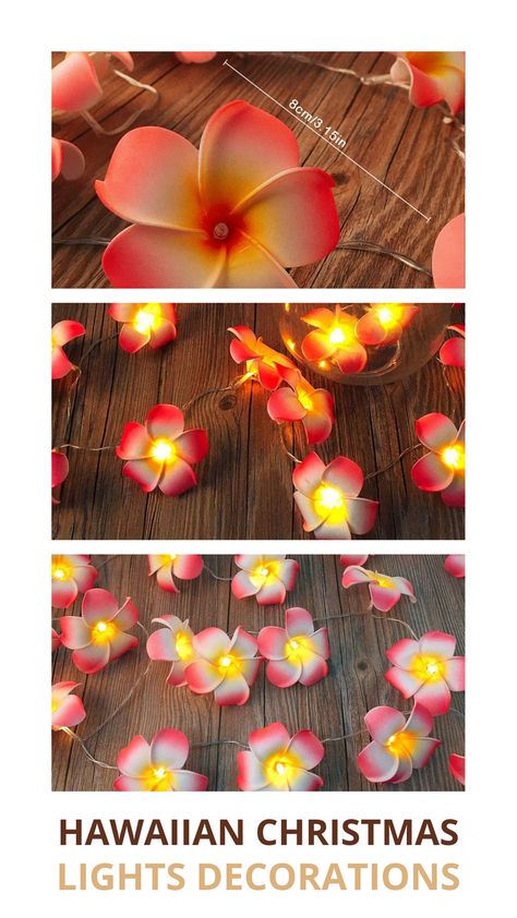 2 Sets Pink Flowers Frangipani 20 LED String Light Hawaiian Foam Artificial Plumeria Flower Battery Powered Fairy Starry Lights for Wedding Beach Party Pink Beach Party, Hawaiian Wreath, Wedding Beach Party, School Campaign, Lights For Wedding, Twinkle String Lights, Gate Decoration, Dance Decorations, Starry Lights