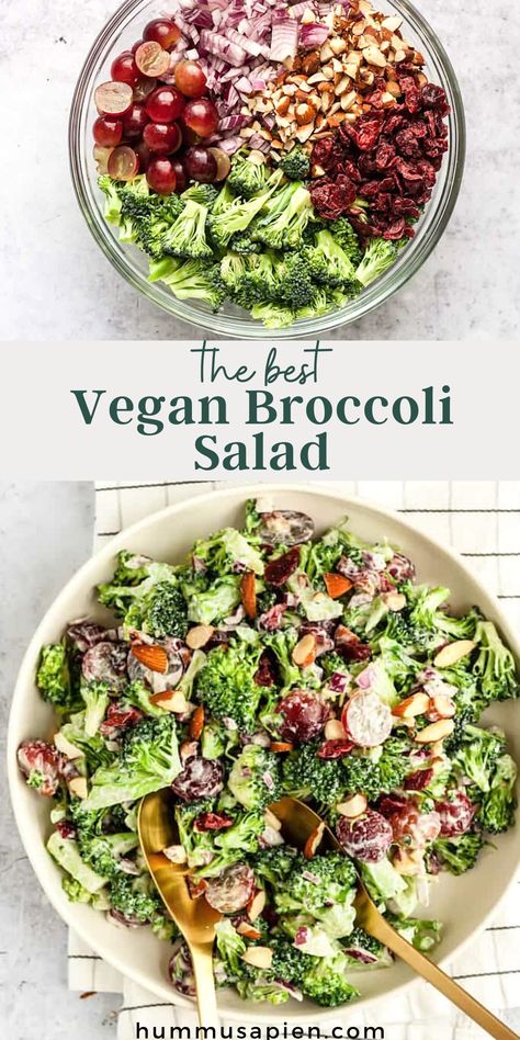 Raw Vegan Side Dishes, Vegan Salad Recipes Easy, Raw Salad Recipes Vegan, Vegan Gluten Free Salad Recipes, Vegan Broccoli Salad Recipe, Gluten Free Vegan Side Dishes, Broccoli Salad Vegetarian, Vegan Veggie Side Dishes, Easy Vegan Sides