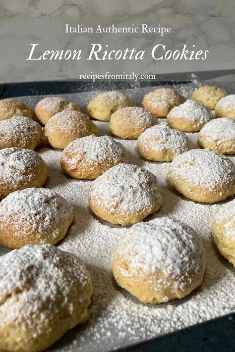 Italian Lemon Ricotta Cookies, Ricotta Cookies Recipe, Authentic Italian Desserts, Italian Lemon Cookies, Recipes From Italy, Italian Ricotta Cookies, Lemon Ricotta Cookies, Ricotta Cookies, Lemon Cookies Recipes