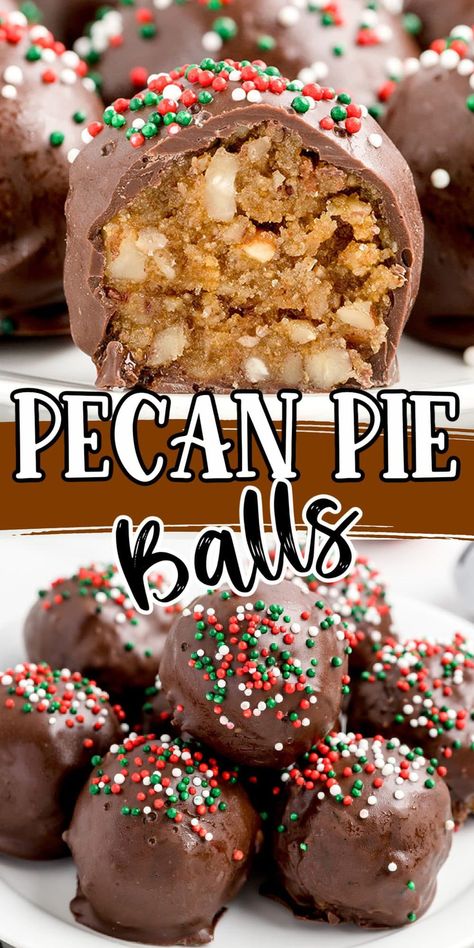 Pie Balls, Pecan Pie Balls, Traditional Holiday Desserts, Pecan Pie Bites, Easy Pecan Pie, Pie Bites, Christmas Cookie Exchange, Candy Recipes Homemade, Christmas Candy Recipes