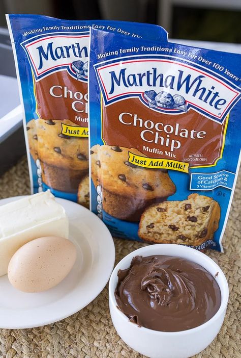 Cookies From Muffin Mix Recipes, Martha White Muffin Mix, Chocolate Chip Muffin Mix, Muffin Mix Recipe, Choc Muffins, Chocolate Snack Cake, Choc Chip Muffins, Oatmeal Chocolate Chip Muffins, Cake Mix Muffins