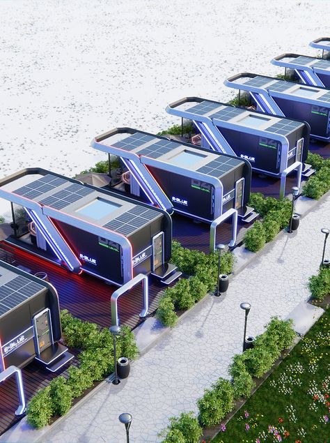 RGB prefabricated space house | E-BLUE ESPORTS Container Space Design, Prefabricated Houses Design, Tiny House Prefab, Folding House, 2x4 Projects Diy, Capsule House, Space House, Diy Lounge, Eco House Design