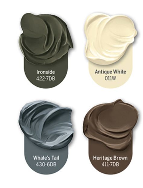 Ironside Paint Color, Interior Paint Color Palette 2024, Mountain Cabin Paint Colors Interior, Cabin Paint Colors Interior, Bathroom Color Palette Ideas, 2024 Green Paint, Trending Bathroom Colors 2024, Lodge Color Palette, Brown Paint Colors 2024