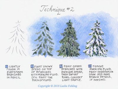 Everyday Artist: How to Paint a Snow-Covered Evergreen Tree - Technique #2 How To Paint Snow On Trees, Leslie Fehling, Christmas Study, Snow Paint, Draw Painting, Inspiring Photos, Snow Covered Trees, Painting Snow, Christmas Tree Painting