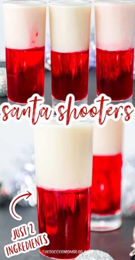 Christmas Shooters, Easy Holiday Drinks, Festive Holiday Drinks, Christmas Drinks Alcohol Recipes, Shooter Recipes, Xmas Drinks, Christmas Party Drinks, Christmas Drinks Recipes, Christmas Drinks Alcohol