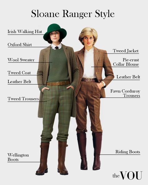 Sloane Ranger Style Guide to Nail the Wealthy British Look English Retro Fashion, British Heritage Fashion Women, Country Side Outfit, Old Money Glamour, Sloane Ranger Style, Sloan Ranger, British Heritage Fashion, Mode Style Anglais, English Country Fashion