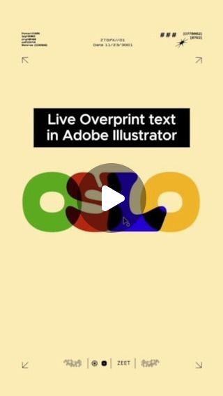 ZEET on Instagram: "Editable overprint text effect in Adobe Illustrator. 
.
.
Here’s a neat way to get an overprint effect without outlining or splitting your text while keeping it live and editable.
.
.
.
.
.
.
.
#graphicdesign #typography #howto #designhack #adobeillustrator #adobeillustratortutorial #logodesign #logotype #wordmark #wordmarklogo #branddesign" Overprint Effect, Illustrator Tips, Adobe Illustrator Tutorials, Word Mark Logo, Art Typography, Design Hack, Text Effect, Text Effects, Design Tutorials