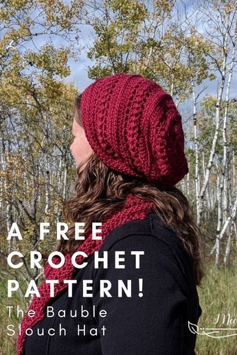 See the free crochet pattern for the Bauble Slouch Hat. This slouch hat also has a free matching cowl pattern. Free Slouch Hat Crochet Pattern, Free Slouchy Beanie Pattern, Crochet Pattern Slouchy Beanie, Free Crocheted Slouchy Hat Patterns, Slouchy Hats Crochet Pattern Free, Slouchy Hats Free Pattern, Crochet Hat Slouchy Free Pattern, Crochet Hat And Gloves Pattern, Fall Hat Crochet Patterns Free