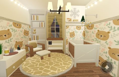 Bloxburg Twin Nursery Ideas, Club Roblox Nursery, 3x3 Baby Room Bloxburg, Nursery Bloxburg Ideas, Playroom Ideas Bloxburg, Club Roblox Baby Room Ideas, Toddler Room Bloxburg, Bloxburg Toddler Room Ideas, Cuartos Bloxburg