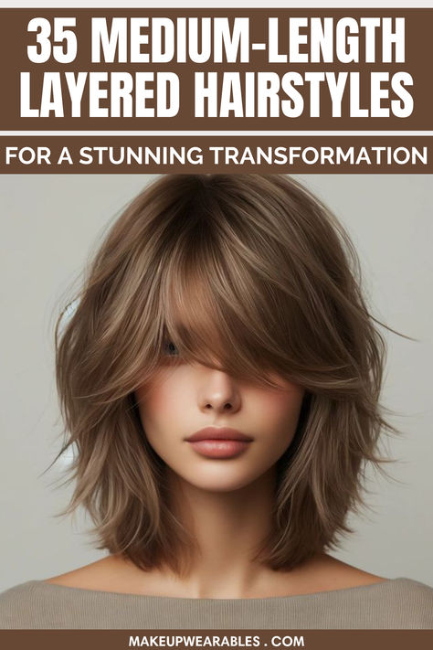 Medium Length Layered Hairstyles Layed Bob Haircut Layered Cuts, Semi Layered Haircut Medium Length, Women Haircut Medium Layers, Medium Choppy Layered Hairstyles, Haircut For Short Length Hair, Layer Hairstyles For Medium Hair, Jacklyn Smith Hairstyles Today, Just Above The Shoulder Length Hair, Layering Your Own Hair