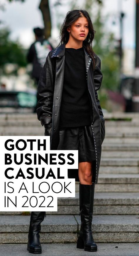 Welcome to the dark side. Goth can be chic and business casual at the same time. Who doesn't love an edgy outfit moment? #style #ootd #fashion Goth Business Casual, Modern Punk Fashion, Edgy Capsule Wardrobe, Clean Goth, Rocker Chic Outfit, Edgy Work Outfits, Edgy Fall Outfits, Black Outfit Edgy, Chic Outfits Edgy