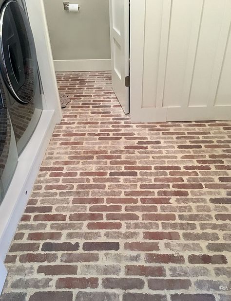 Brick Floors, Brick Floor, Farmhouse Flooring, Laundry Room Renovation, Brick Pavers, Brick Flooring, Brick Tiles, Up House, Kitchen Farmhouse