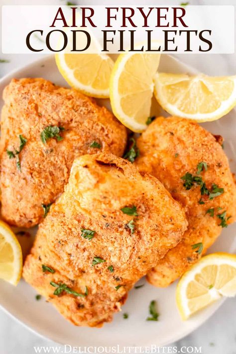 Fried Cod Fish Recipes, Air Fryer Cod Recipe, Air Fryer Cod, Fried Cod Recipes, Cod Recipes Healthy, Cod Fillet Recipes, Fillet Recipes, Chicken And Yellow Rice, Air Fried Fish