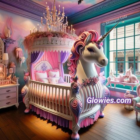 Unicorn Bedroom Ideas, Unique Cribs, Comfortable Bedroom Decor, Princess Room Decor, Kids Bed Design, Vibe Bedroom, Amazing Bedroom Designs, Beautiful Bedroom Decor, Unicorn Bedroom