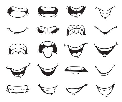 Cartoon character mouth face expression ... | Premium Vector #Freepik #vector #cartoon-mouth #smile-mouth #comic-face #funny-character Simple Cartoon Characters, Cartoon Mouth, Cartoon Faces Expressions, Cartoon Mouths, رسم كاريكاتير, Smile Drawing, Cartoon Expression, Cartoon Smile, Drawing Face Expressions