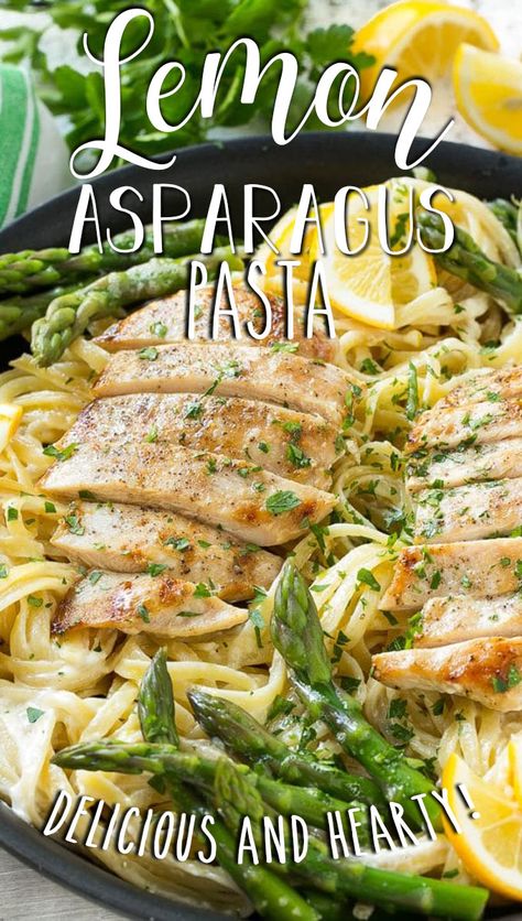 Pasta With Grilled Chicken, Chicken Asparagus Pasta, Chicken With Pasta, Asparagus Pasta Recipes, Lemon Asparagus Pasta, Tender Asparagus, Lemon Pasta Recipes, Lemon Cream Sauce, Grilled Chicken Pasta