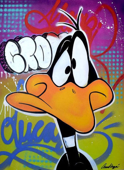 Cartoon Character, Graffiti, Canvas, Wall, Pins, Art