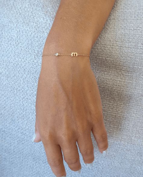 The Initial Bracelet - 18K Gold Vermeil Initial Gold Bracelet, Dainty Gold Bracelet Classy, Gold Initial Bracelet, Permanent Bracelet Ideas, Initial Bracelet Couples, J Bracelet, K Bracelet, Permanent Bracelet, Relationship Jewelry