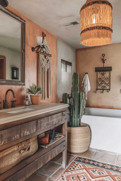 Boho Bathroom Green, Western Boho Bathroom, Southwestern Interior, Western Bathroom Decor, Western Bathroom, Western Interior, Bathroom Green, Spanish Home Decor, Ranch House Decor