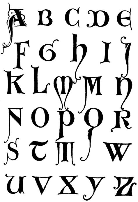 Gothic Letters A-Z :: Unical Gothic Initials 2 Designer Writing, Old English Alphabet, Gothic Letters, Letter Fonts, Typography Alphabet, Font Alphabet, Gothic Fonts, Embroidery Alphabet, Fancy Letters