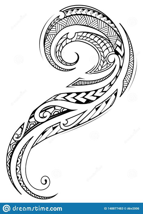 Illustration about Maori ethnic style tribal tattoo design. Illustration of samoan, polynesian, traditional - 148877483 Maori Tattoo Designs Women, Koru Tattoo, Maori Tattoo Frau, Polynesian Tattoo Sleeve, Stammestattoo Designs, Element Tattoo, Polynesian Tattoos Women, Tattoo Graffiti, Turtle Tattoo Designs