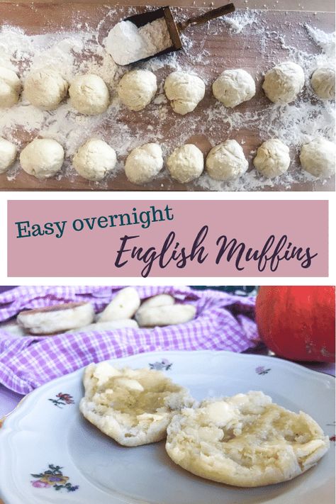 Minimal Mess Easy Overnight English Muffins - These delicious fresh baked English Muffins are done in just 45 minutes in the morning after proofing in the fridge overnight. They're perfect for eggs benedict, eggs royale or just like they are slathered with lots of butter! #alwaysusebutter #englishmuffins #eggsbenedict #eggsroyale #butter #homebaked #bread #freshbakedbread #overnight #easy #quick Baked English Muffins, Eggs Royale, Blueberry Oatmeal Bake, Party Bread, Cosy Fall, English Muffin Recipes, Homemade English Muffins, Healthy Breakfast Muffins, Homemade Bread Recipes Easy