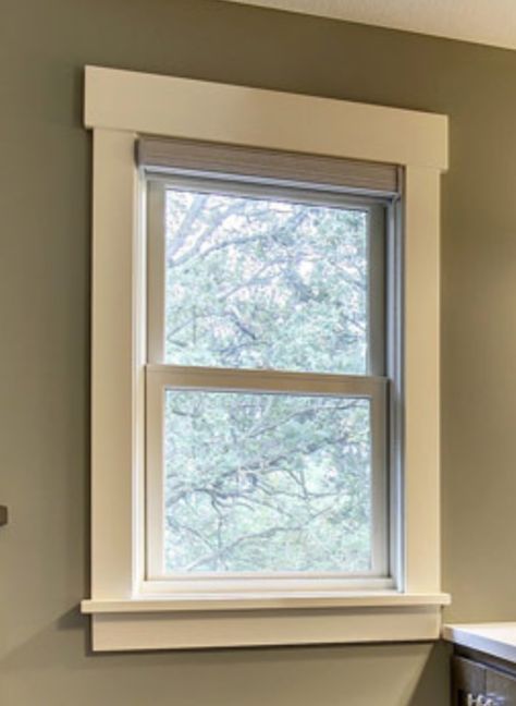 Wide Window Trim Ideas Interior, Country Window Trim, Trim Ideas Windows, Simple Trim Around Windows, Window Casing Craftsman, Door And Window Casing, Craftsman Interior Window Trim, Simple Craftsman Window Trim, Simple Farmhouse Window Trim