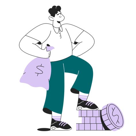 Money Management Illustration, Income Illustration, Economics Illustration, Savings Illustration, Money Bag Illustration, Cash Illustration, Man With Money, Money Vector Illustration, Money Png