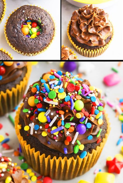 Birthday Cupcakes (Pinata Cupcakes) - CakeWhiz 5 Year Birthday Cupcakes, Cupcakes Birthday Boy, Chocolate Birthday Cupcakes Ideas, Birthday Cupcakes Chocolate, Boys Cupcakes Birthday, Cupcake Ideas For Boys, Cupcakes For Boys Birthday, Simple Birthday Cupcakes, Boy Birthday Cupcakes