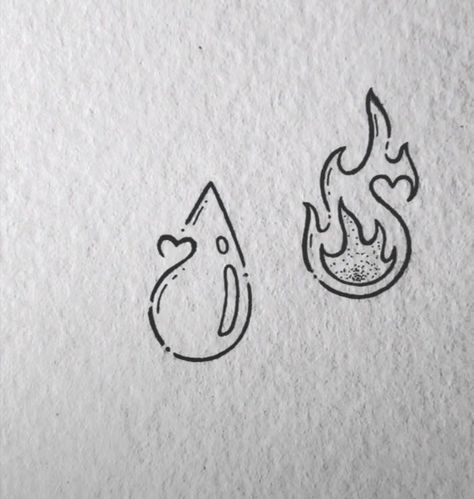 Element Tattoos, Girlfriend Tattoos, Partner Tattoos, Tattoo Line, Bestie Tattoo, Fire And Water, Inspiration Tattoos, Bff Tattoos, Friendship Tattoos