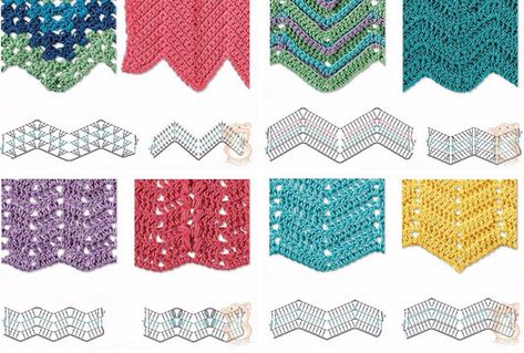 Best 8 Herringbone, Zig Zag Crochet Stitches for Free. More Patterns Like This! Zig Zag Crochet Pattern, Uncinetto Zig Zag, Ripple Stitch Crochet, Crochet Zig Zag, Zig Zag Crochet, Ripple Stitch, Knitting Patterns Free Blanket, Chevron Crochet, Crochet Afghan Patterns Free