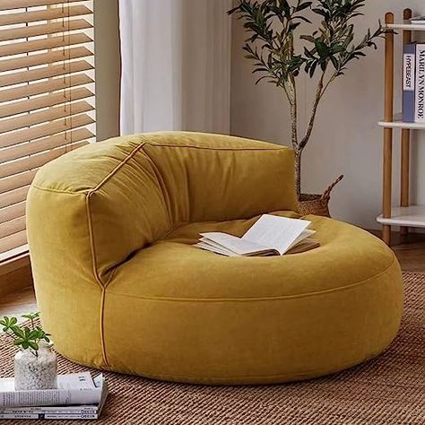 Accent Room, Seating Living Room, Floor Seating Living Room, Room Yellow, Bean Bag Cover, Creative Room, Coffee Table With Shelf, Yellow Living Room, Bean Bag Sofa