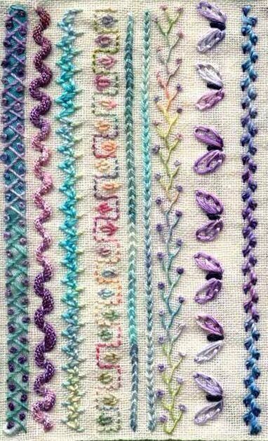 Patterns For Embroidery, Crazy Quilts Patterns, Crazy Quilt Stitches, Embroidery Sampler, Basic Embroidery Stitches, Embroidery Stitches Tutorial, Pola Sulam, Stitch Book, 자수 디자인