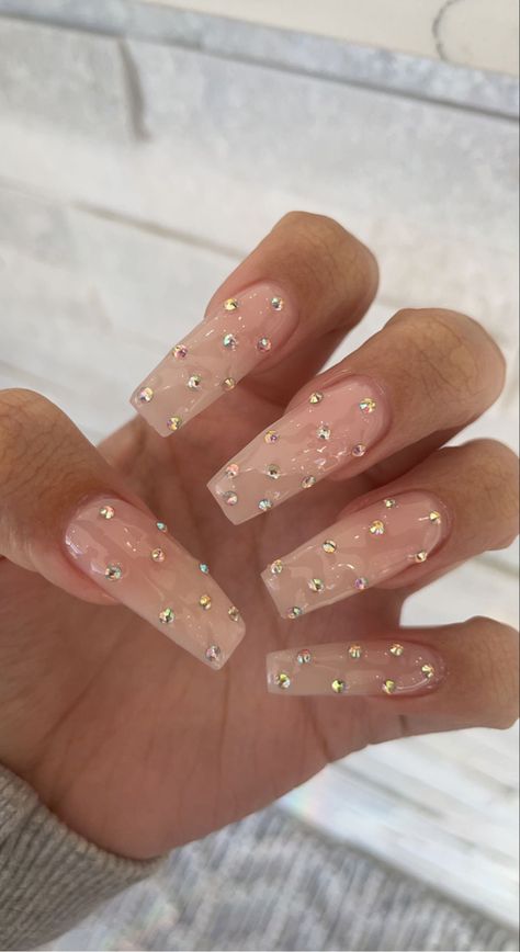 Nails Nude, Drip Nails, Acrylic Nails Coffin Short, Gem Nails, Diamond Nails, Crystal Nails, Classy Nails, Funky Nails, Pretty Acrylic Nails