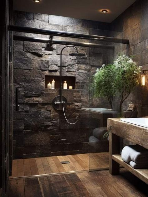 Dröm Hus Planer, Timeless Bathroom, Rustic Bathroom Designs, Rustic Bathrooms, Stone Walls, Bathroom Inspiration Decor, Dream Bathrooms, Dream House Interior, Rustic Bathroom