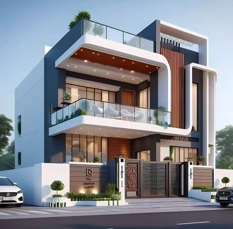 Storey Building Design, Indian House Designs, Front Building Design, Indian House Exterior Design, Small House Design Philippines, 3d Power, House Structure Design, Indian House Design, Villa Project